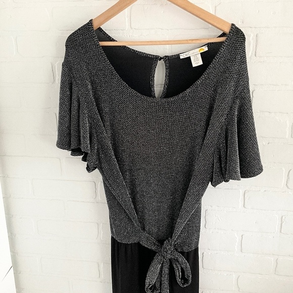 C&C California Jumpsuit Silver Black Wide leg Tie front Bow Plus Size 3X - Picture 6 of 15